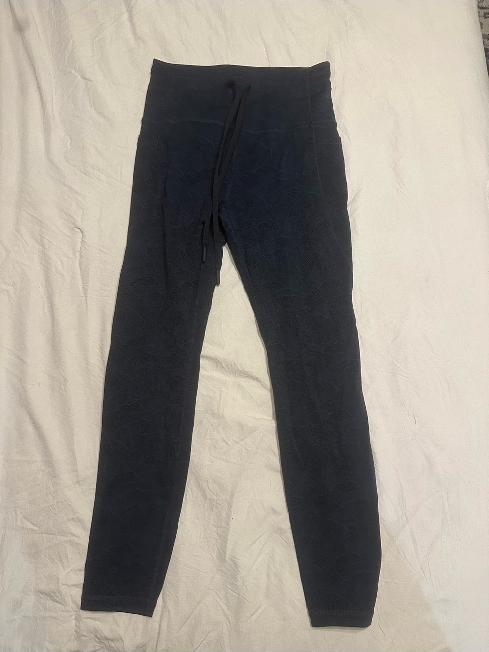 ZYIA Navy Textured Leggings with Drawstring